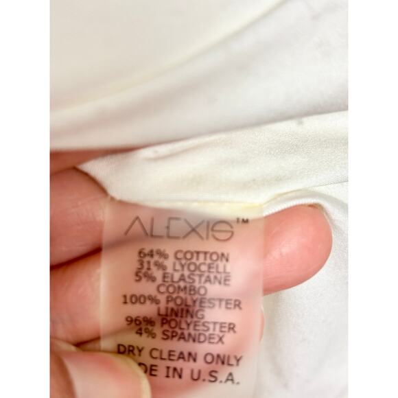 Alexis Sleeveless Lace Trim Pleated Fit & Flare Mini Dress White Women's Size S - Picture 3 of 4